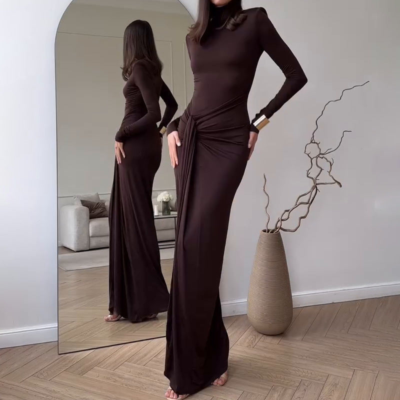 Pleated High Slit Maxi Dress Wedding Guest for Women