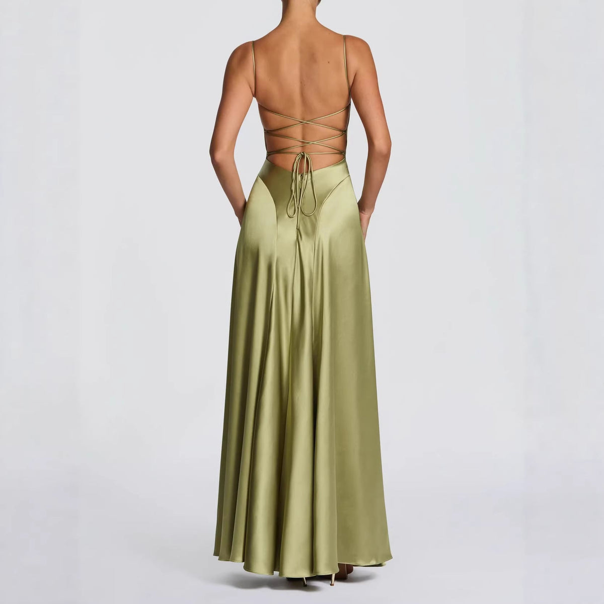 Satin Sweetheart Neckline Wedding Guest Maxi Dress for Women
