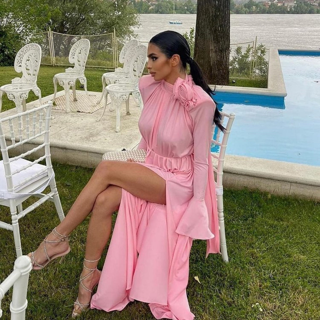 Long Sleeve Wedding Guest Maxi Dress for Women