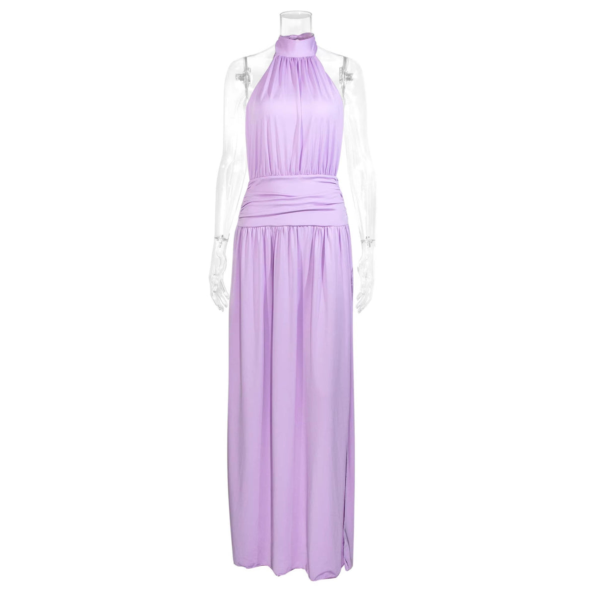 Halter Neck Side Slit Wedding Guest Maxi Dress for Women