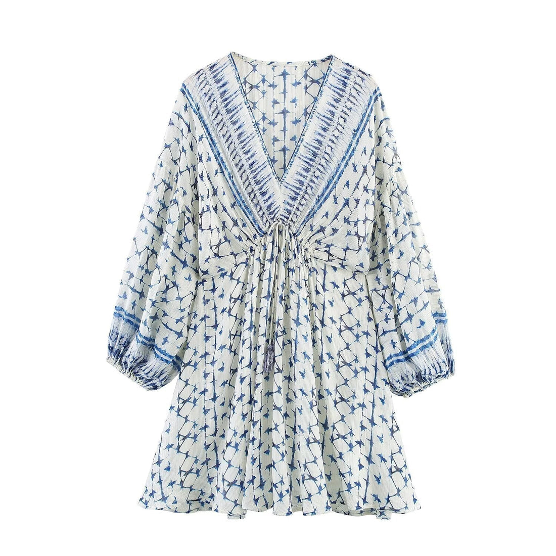 V-Neck Long Sleeve Mini Dress for Women
