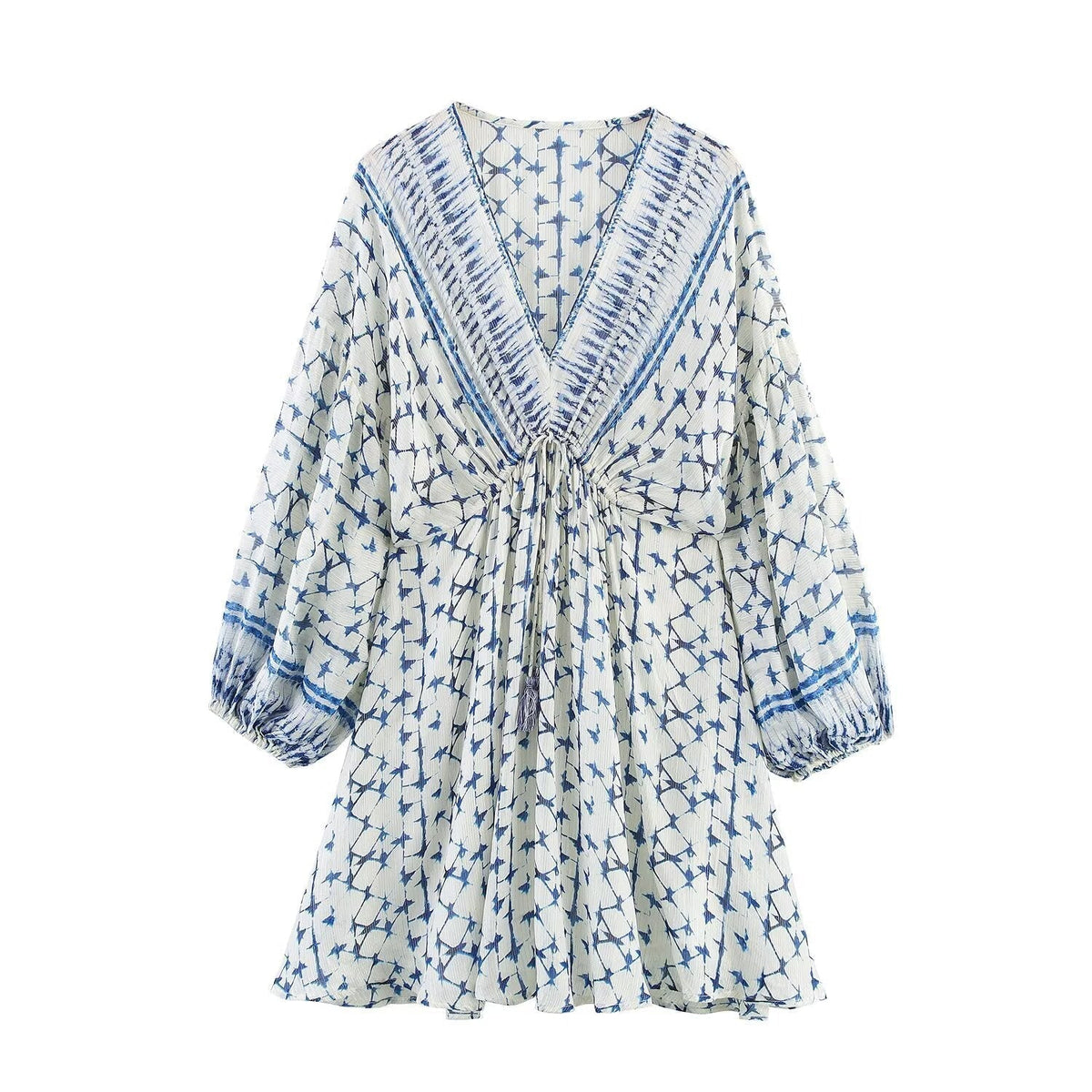V-Neck Long Sleeve Mini Dress for Women