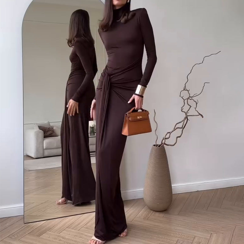 Pleated High Slit Maxi Dress Wedding Guest for Women