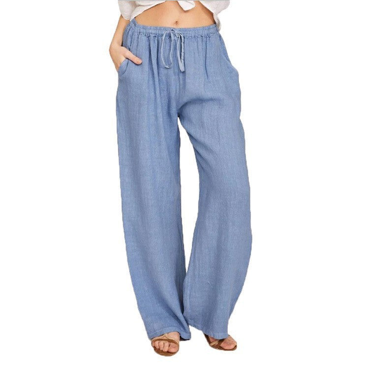 Wide Leg Linen Trousers for Women