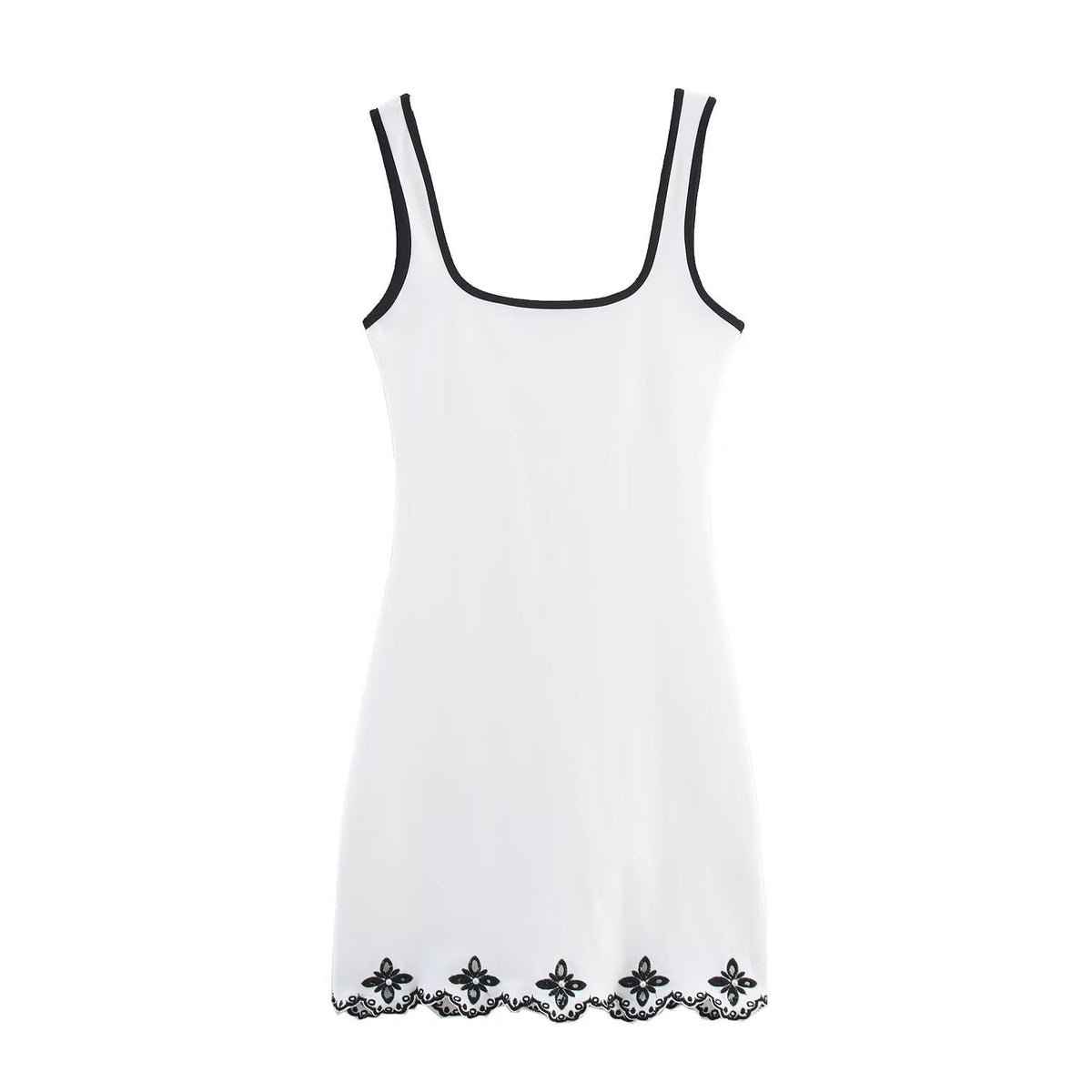 Contrast Trim Scalloped Mini Dress for Women