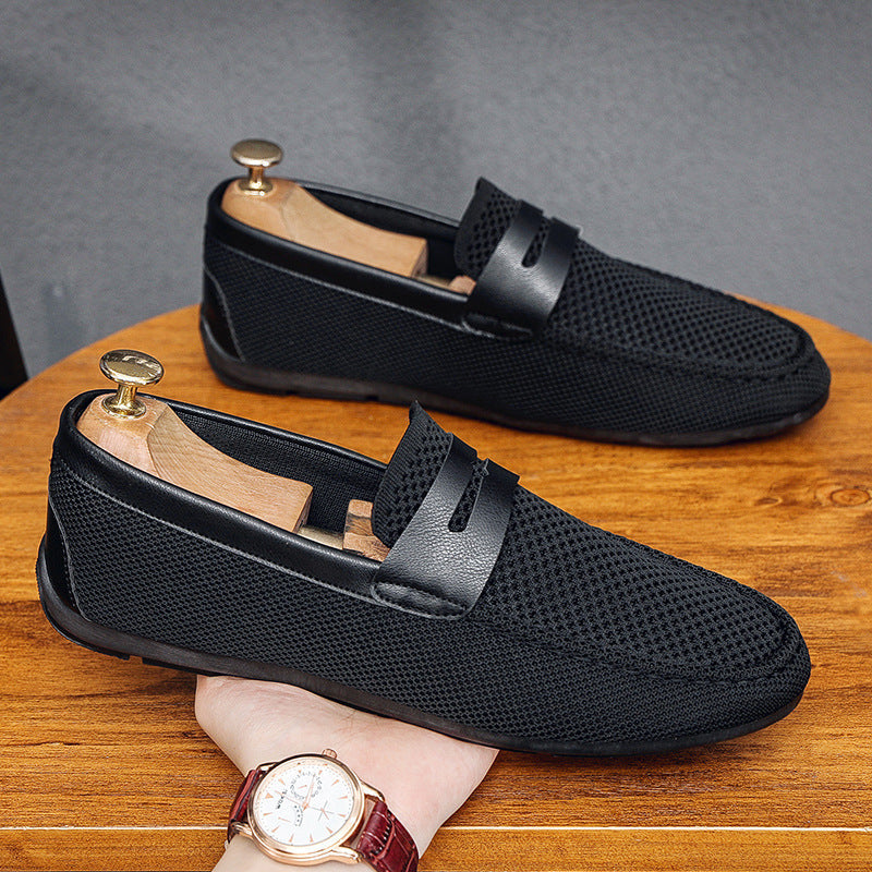Mesh Loafers with Leather Strap for Men