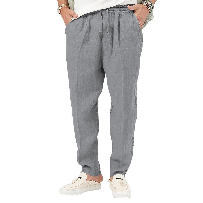 Straight Leg Linen Trousers for Men