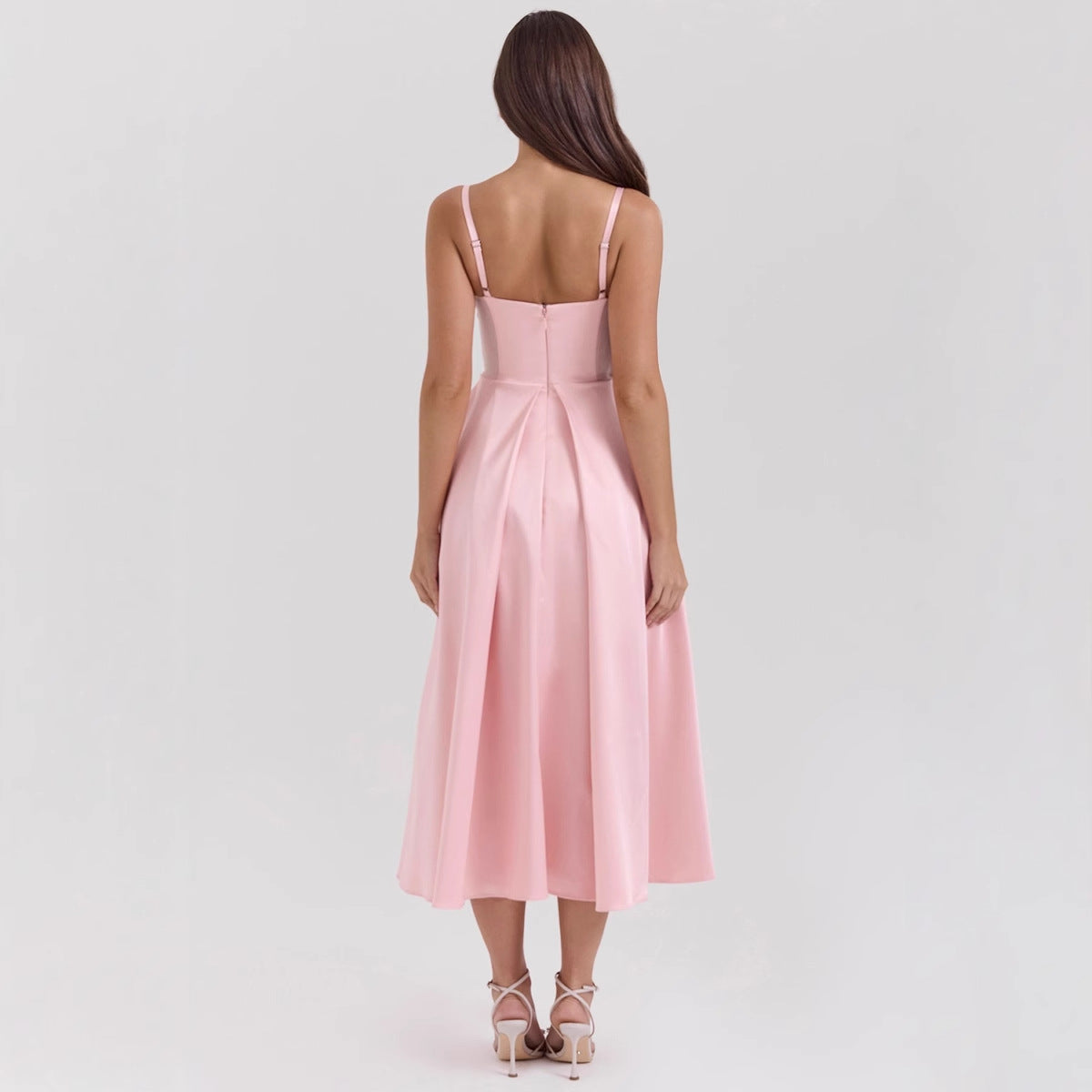 V-Neck Wedding Guest Midi Dress for Women