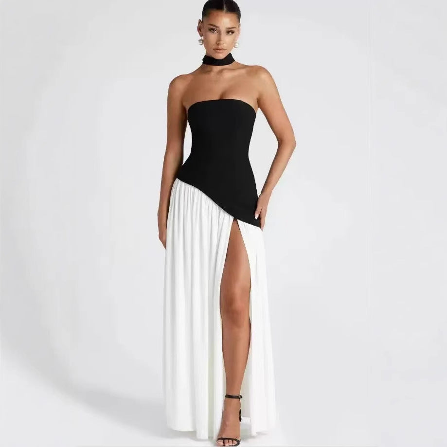 Strapless Wedding Guest Maxi Dress with Slit for Women