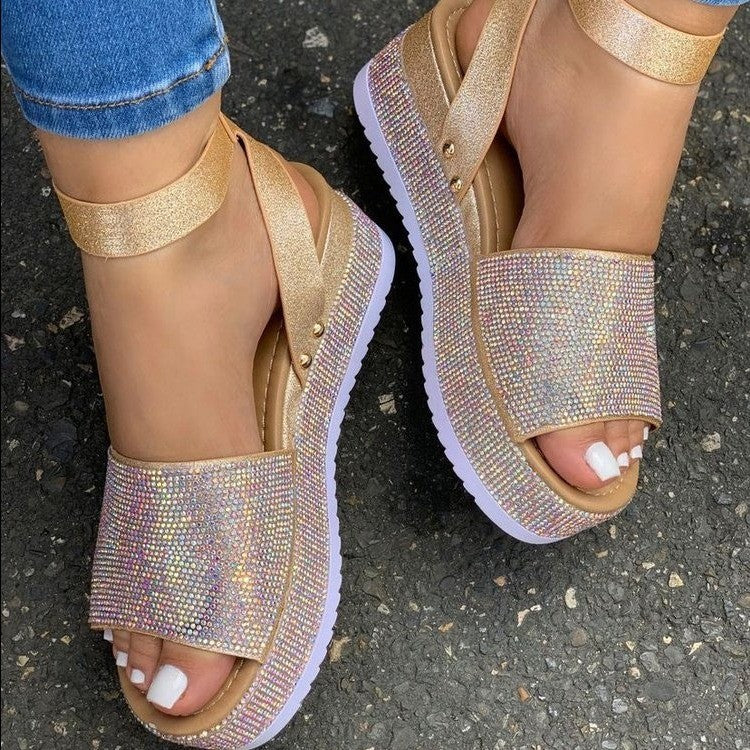 Rhinestone Platform Sandals for Women