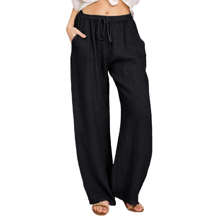Wide Leg Linen Trousers for Women