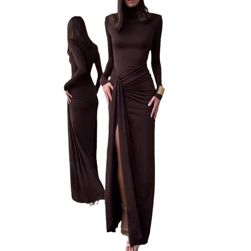 Pleated High Slit Maxi Dress Wedding Guest for Women