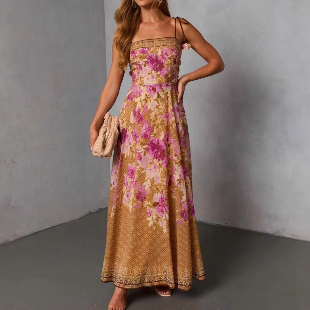 Strapless Floral Wedding Guest Maxi Dress for Women