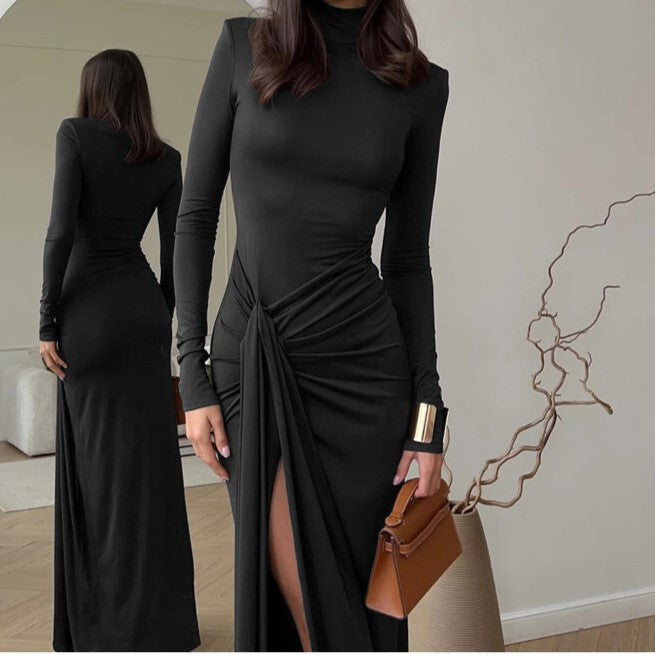 Pleated High Slit Maxi Dress Wedding Guest for Women