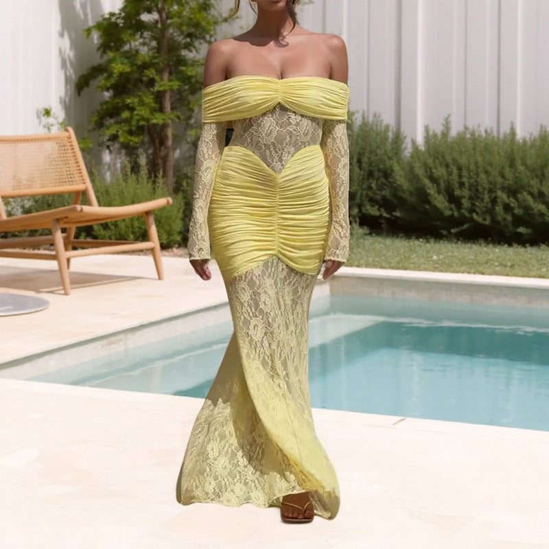 Off-Shoulder Wedding Guest Maxi Dress for Women