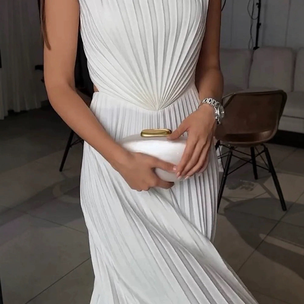 Pleated Strapless Wedding Guest Maxi Dress for Women