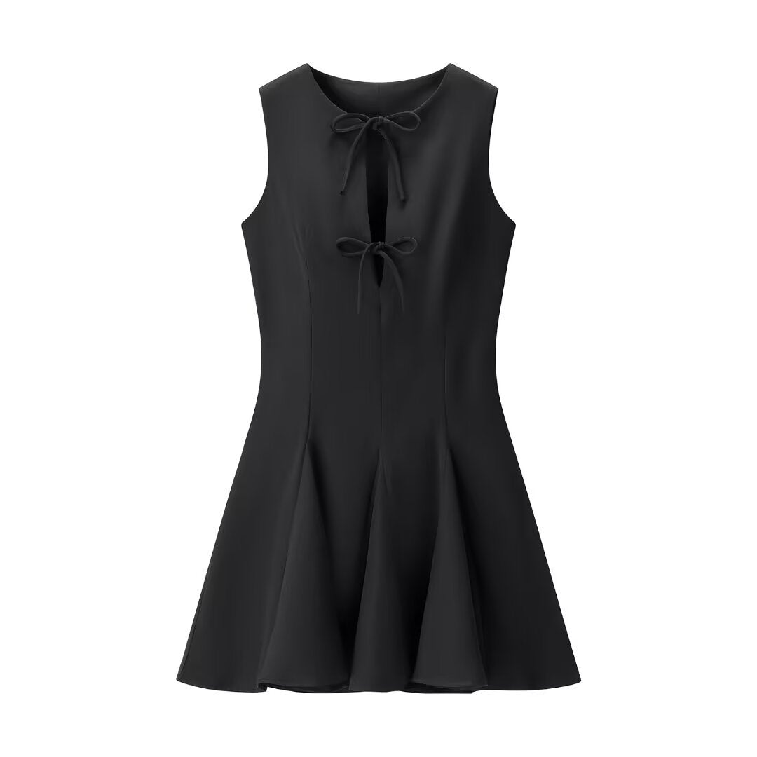 Sleeveless Flared Lace Up Mini Dress for Women