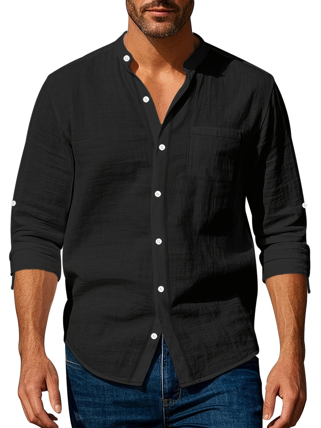 Linen Relaxed Collar Shirt for Men