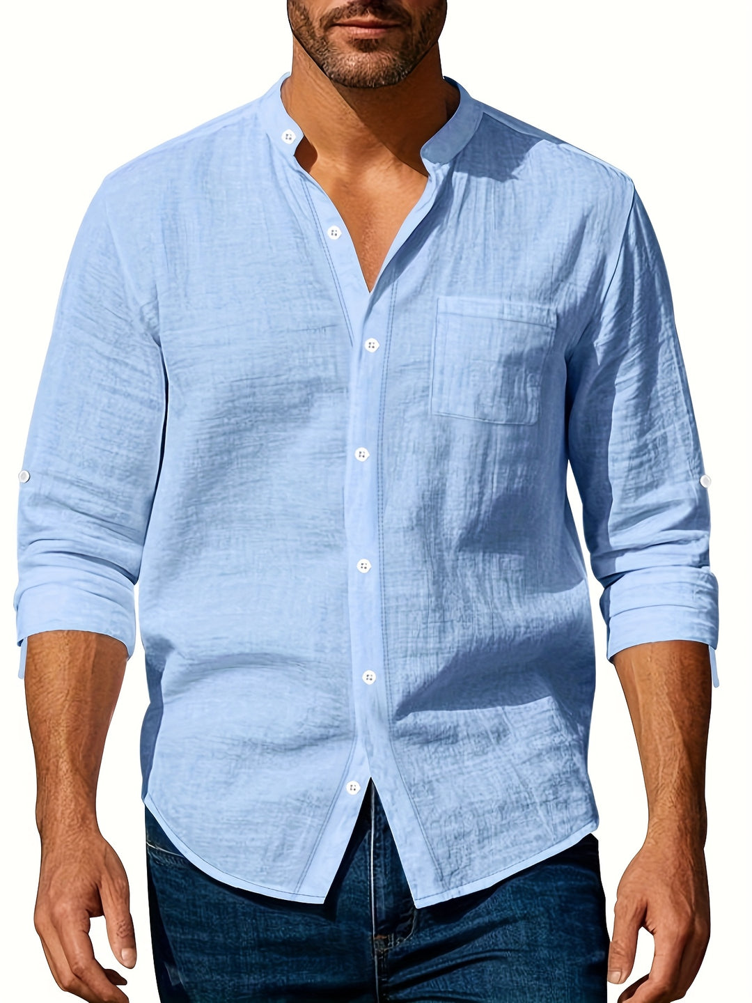 Linen Relaxed Collar Shirt for Men