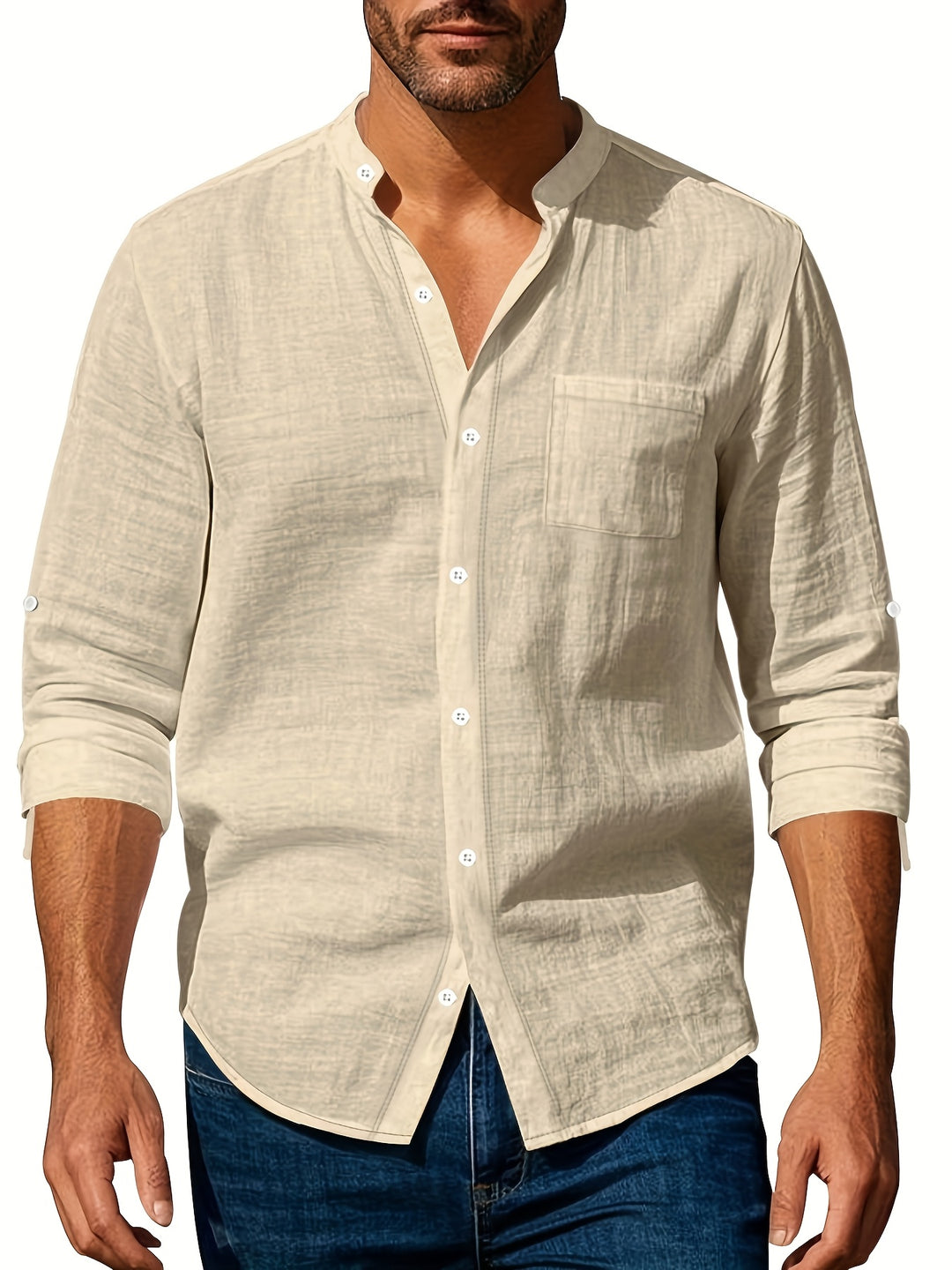 Linen Relaxed Collar Shirt for Men