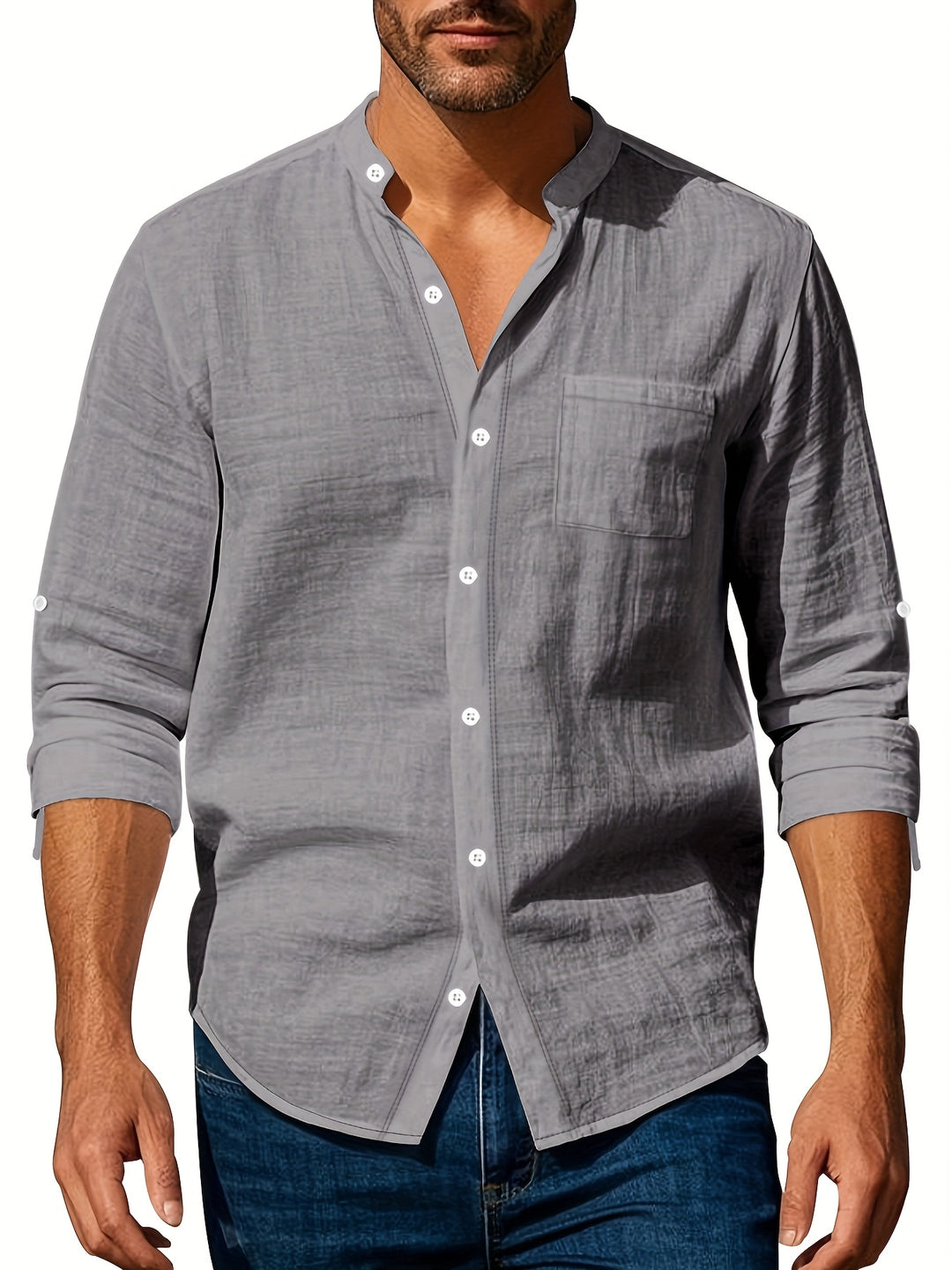 Linen Relaxed Collar Shirt for Men