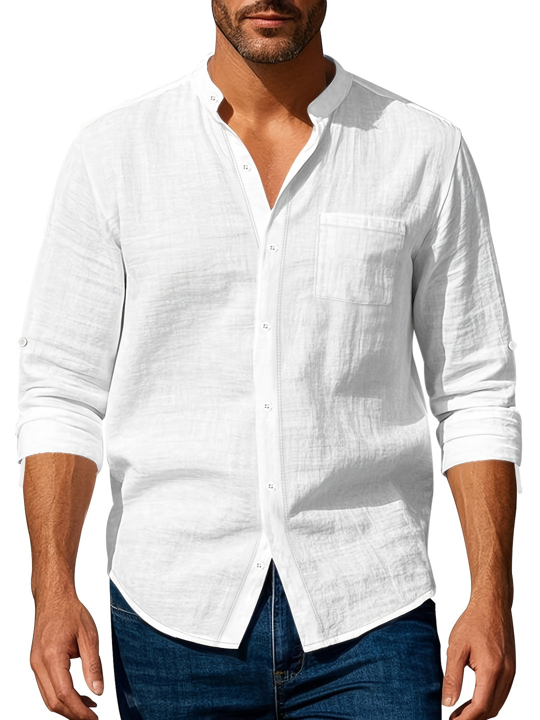 Linen Relaxed Collar Shirt for Men