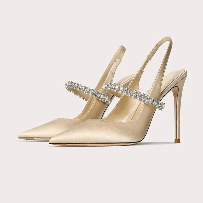 Satin Pointed Toe Slingback Heels for Women