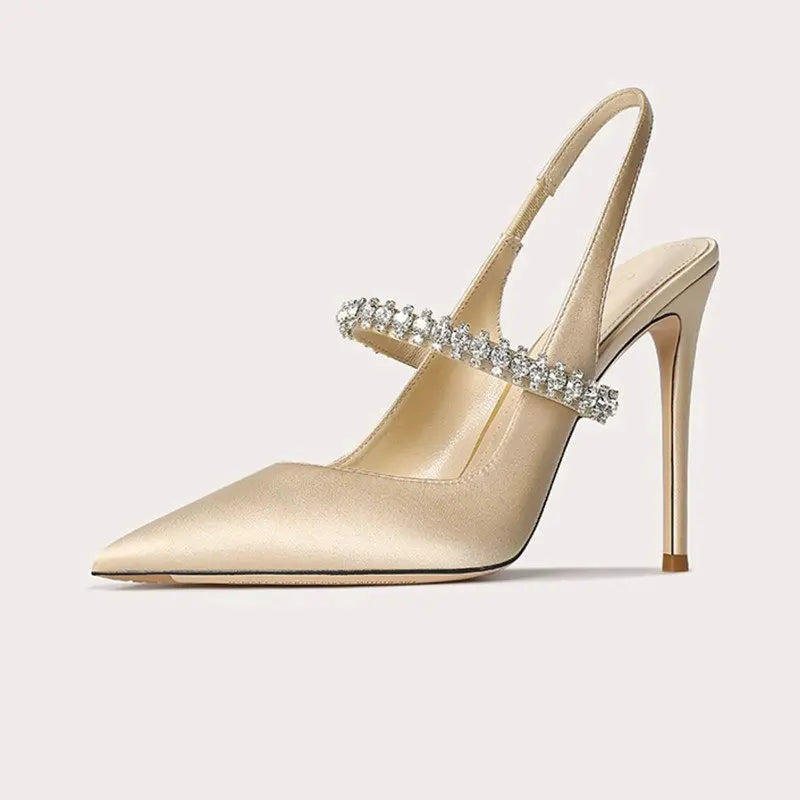 Satin Pointed Toe Slingback Heels for Women