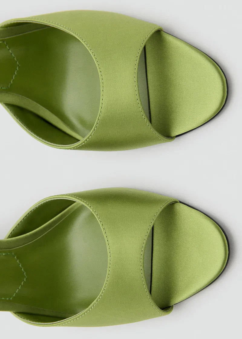 Satin Open Toe High Heel Mules for Women