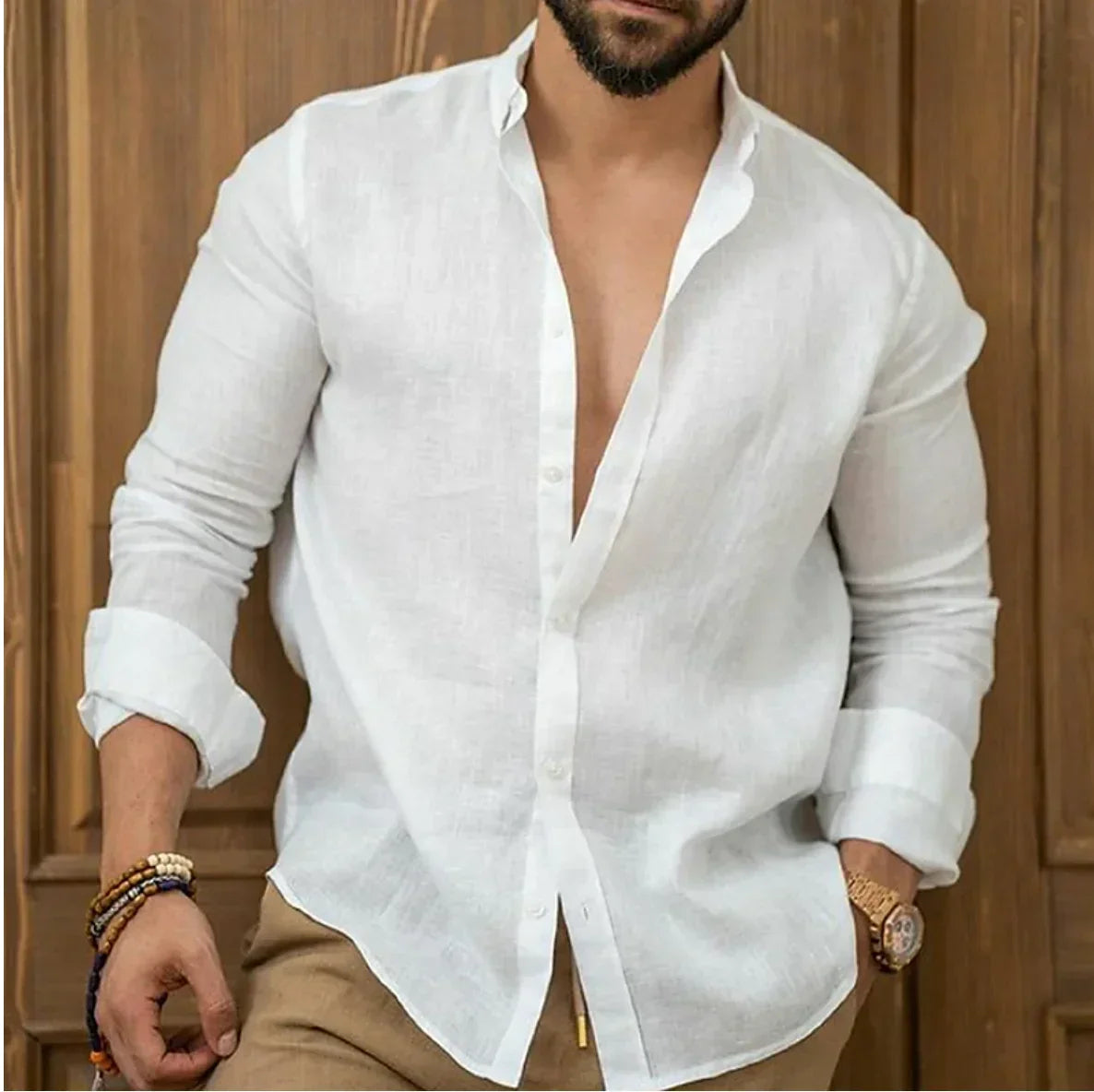 Linen Button-Down Shirt for Men