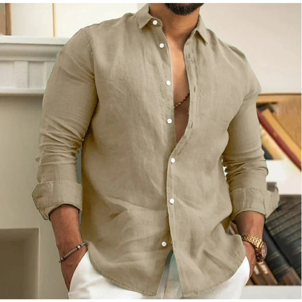 Linen Button-Down Shirt for Men