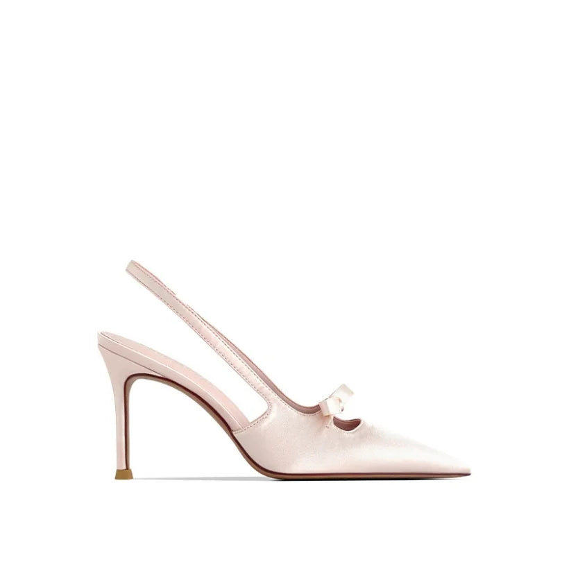 Satin Pointed Toe Slingback Heels for Women