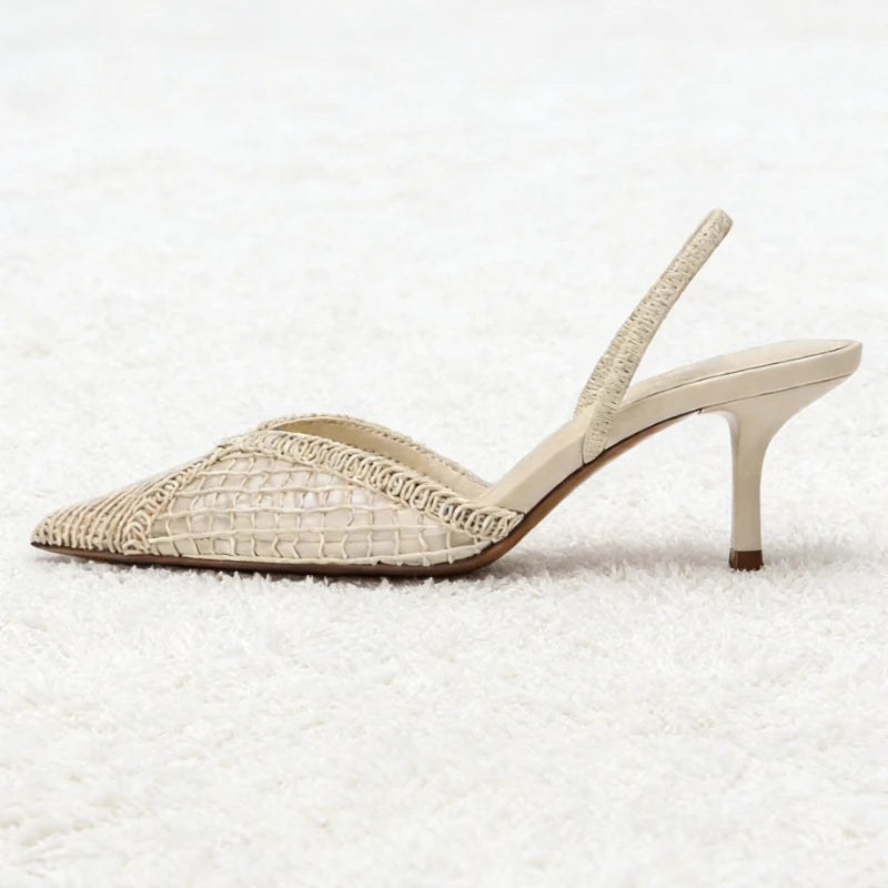 Pointed Toe Kitten Heels Slingback for Women