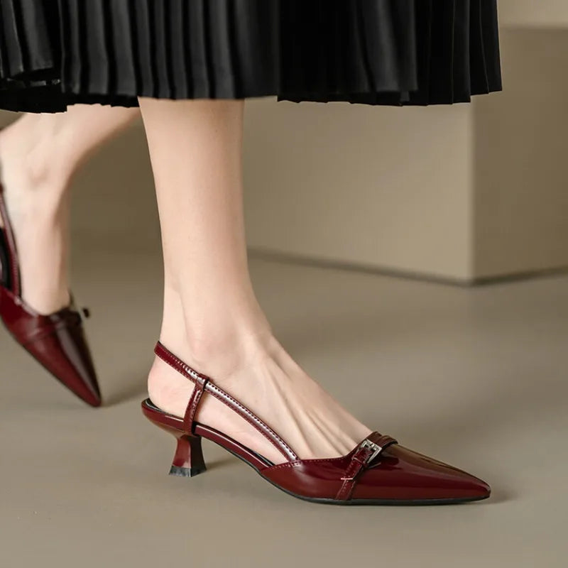 Pointed Toe Slingback Mid Heel Pumps for Women