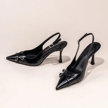 Pointed Toe Kitten Heels with Ankle Strap for Women