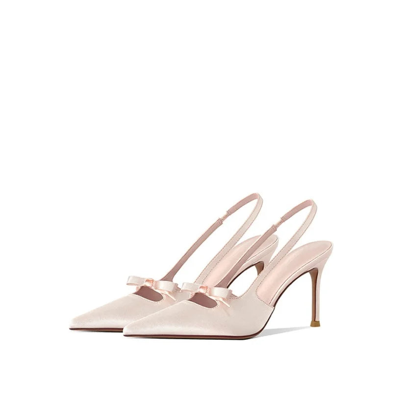 Satin Pointed Toe Slingback Heels for Women