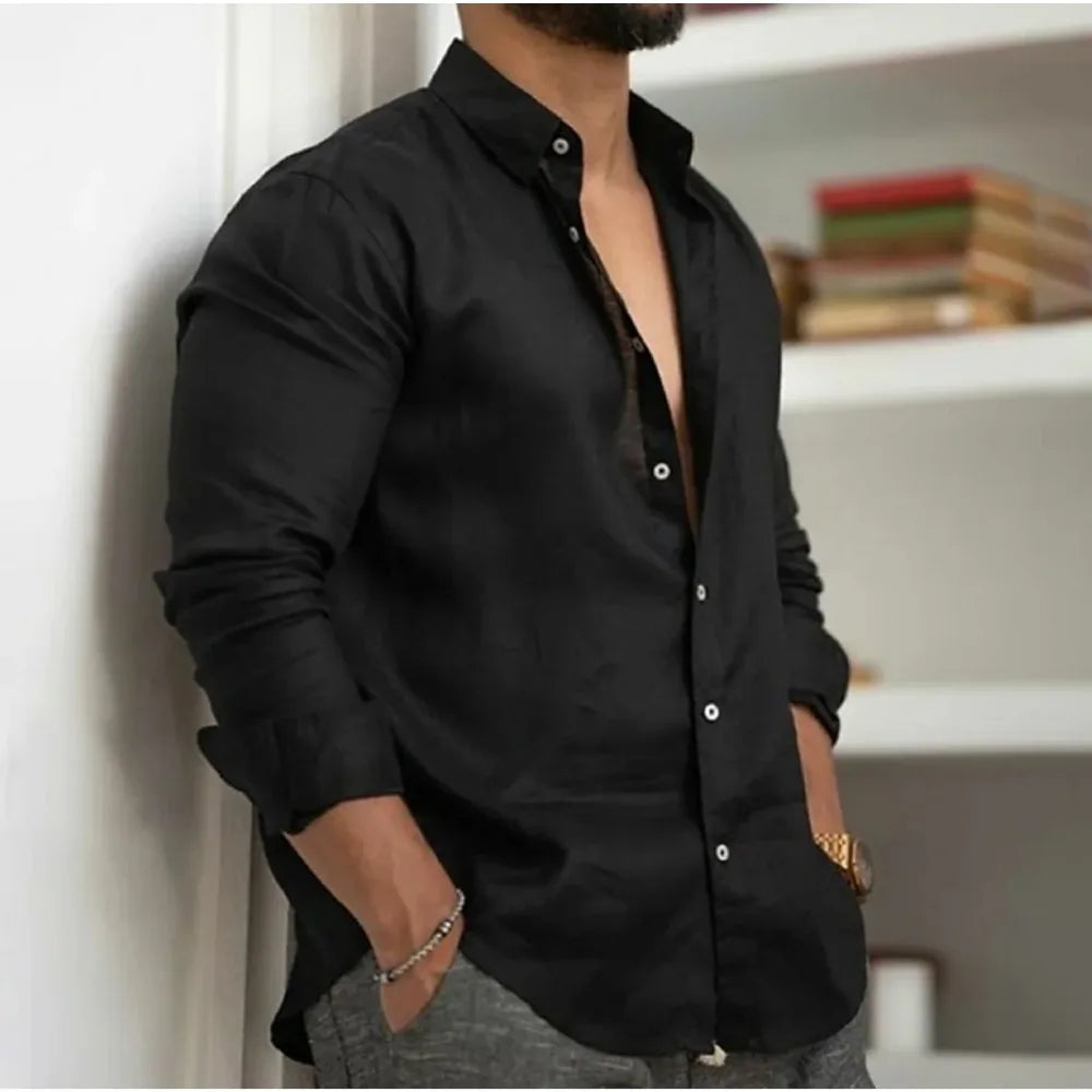 Linen Button-Down Shirt for Men
