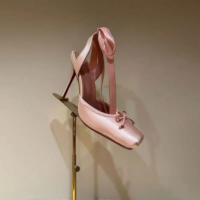 Satin Platform Ankle Strap High Heels for Women