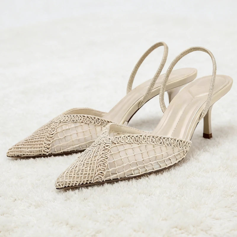 Pointed Toe Kitten Heels Slingback for Women