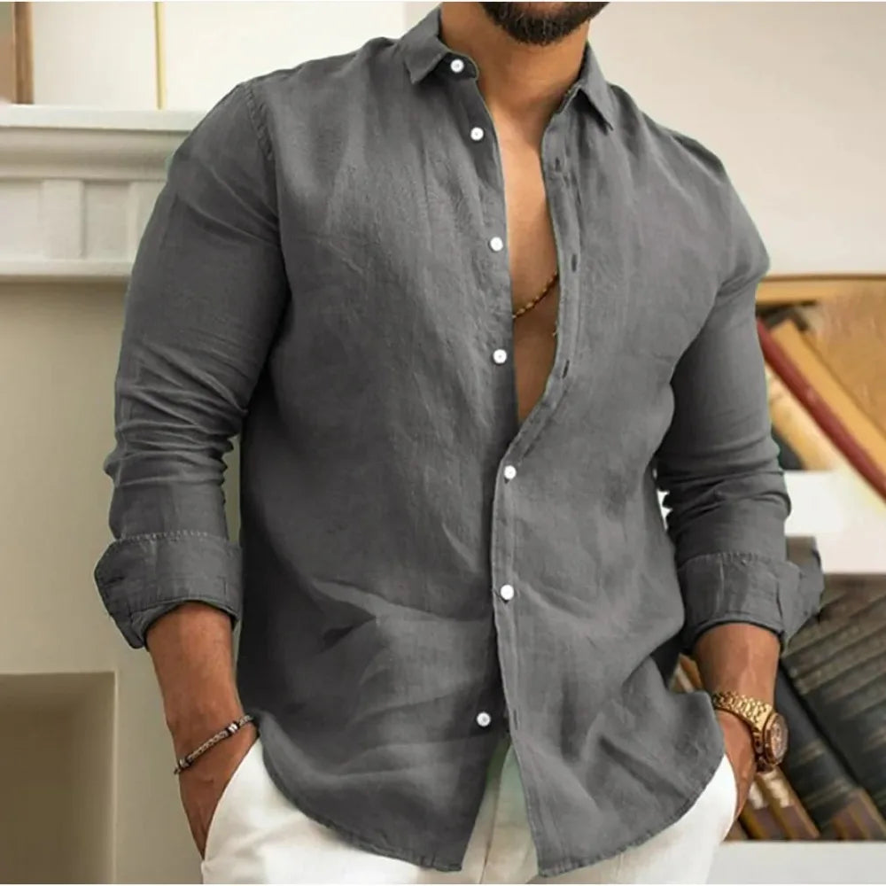Linen Button-Down Shirt for Men