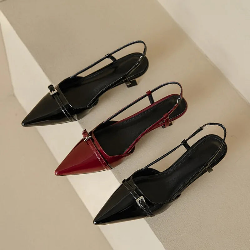 Pointed Toe Slingback Mid Heel Pumps for Women