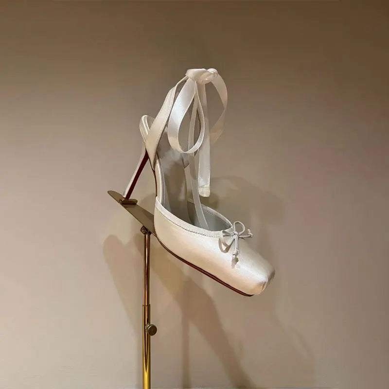 Satin Platform Ankle Strap High Heels for Women