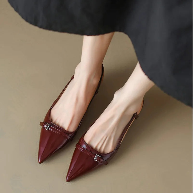 Pointed Toe Slingback Mid Heel Pumps for Women