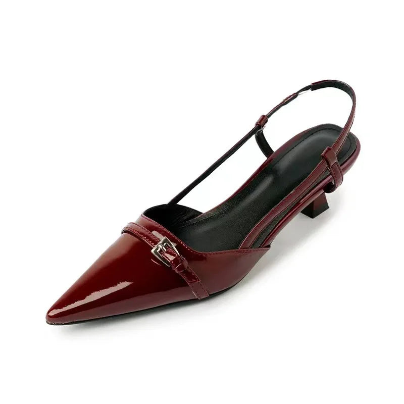 Pointed Toe Slingback Mid Heel Pumps for Women