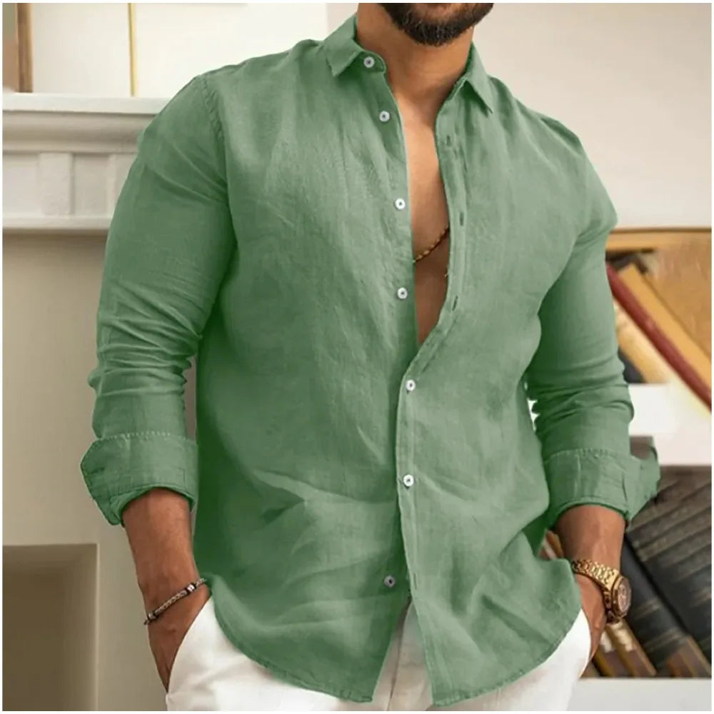 Linen Button-Down Shirt for Men