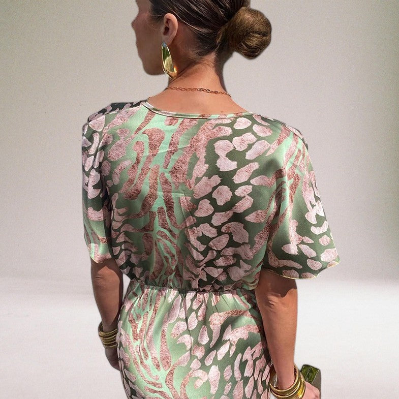 Wrap V-Neck Short Sleeve Maxi Dress for Women
