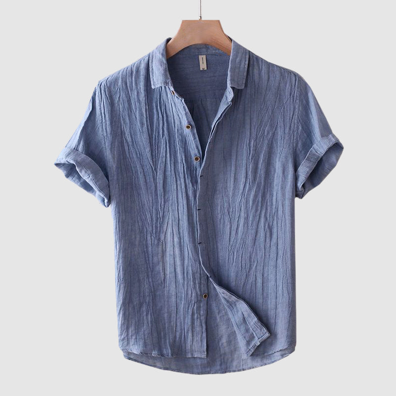 Crinkle Linen Short Sleeve Shirt for Men