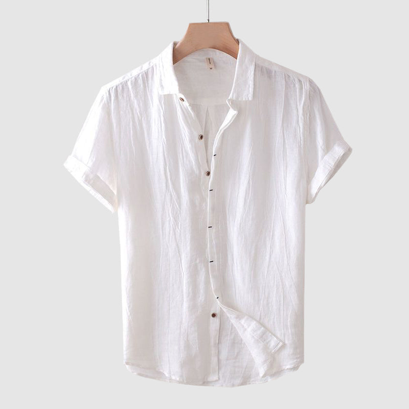 Crinkle Linen Short Sleeve Shirt for Men