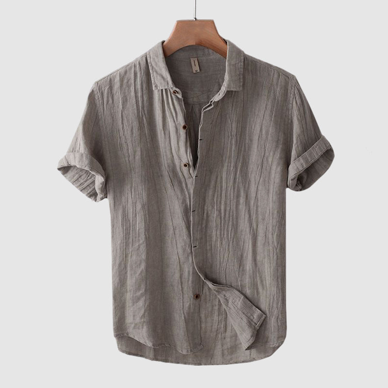 Crinkle Linen Short Sleeve Shirt for Men