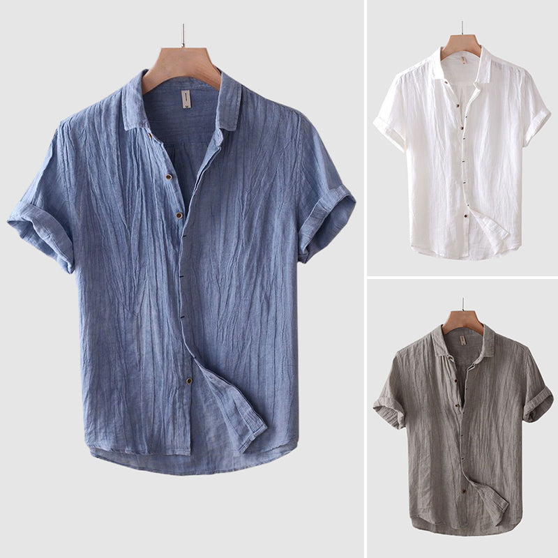 Crinkle Linen Short Sleeve Shirt for Men